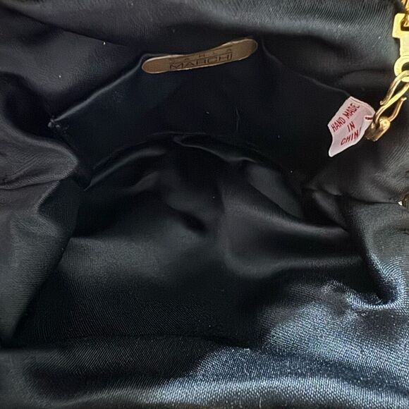 Carla Marchi Black Beaded Clamshell Clutch Handbag Evening Bag Vintage - Picture 4 of 8